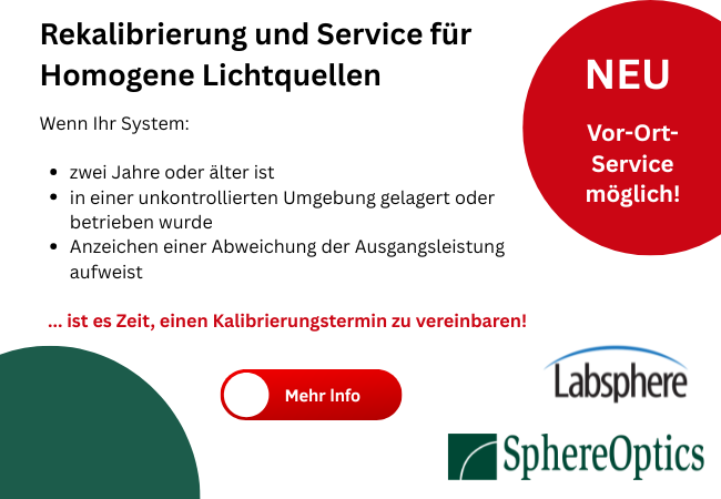 Vor Ort Kalibrierservice für Homogene Lichtquellen